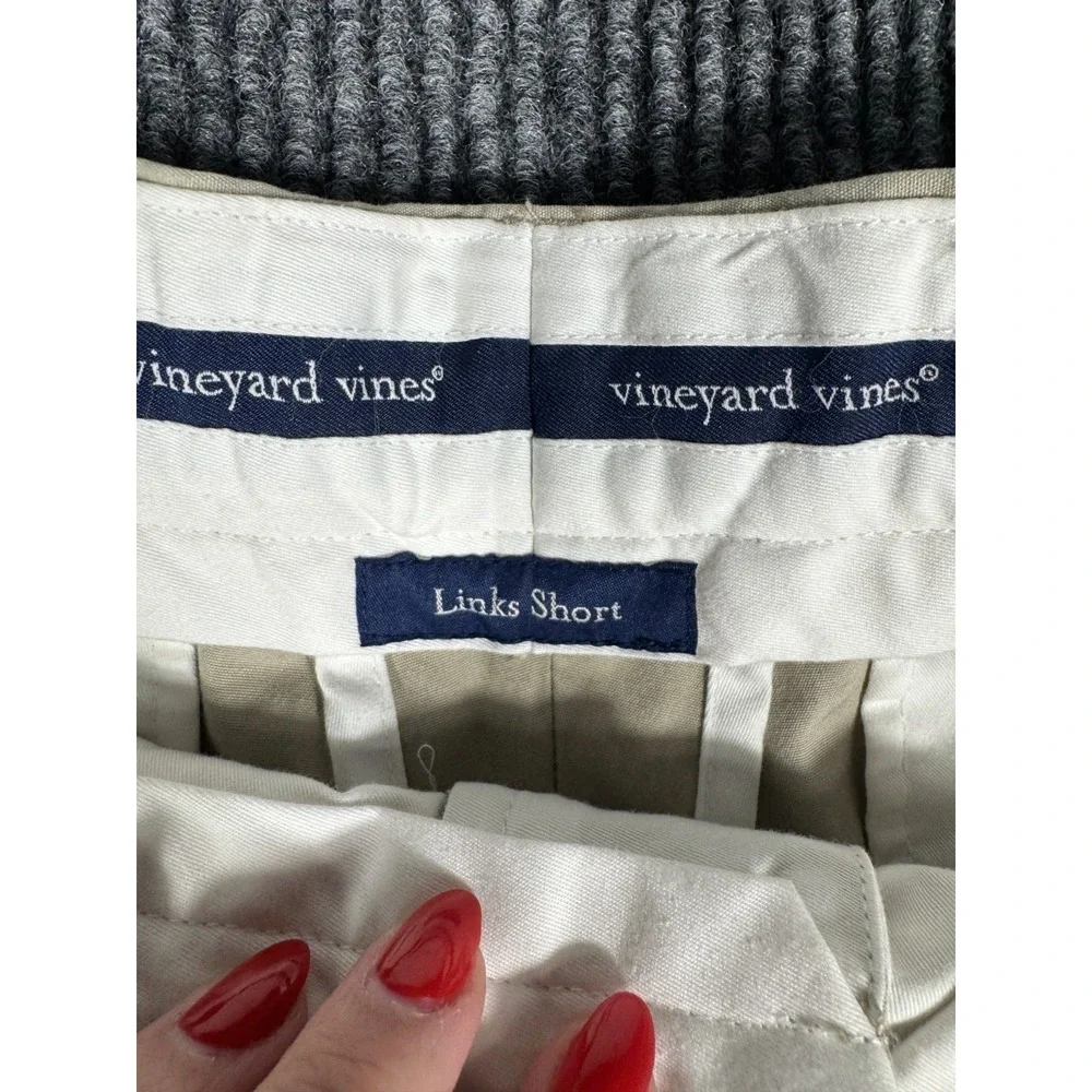 Vineyard Vines Chino Links Shorts Mens Size 36 Khaki Pleated 9